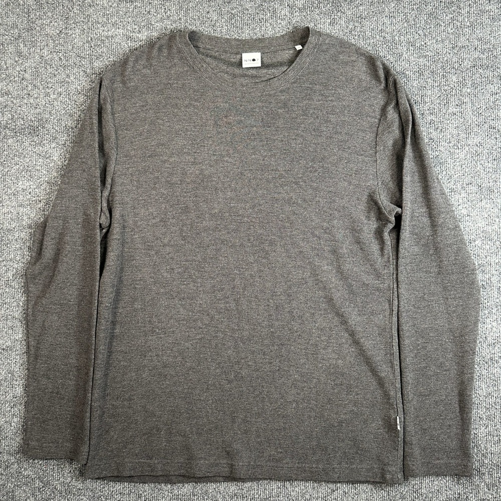 NN07 Kurt Men's Grey Long Sleeve Waffle Knit T-Shirt No Nationality Size Medium